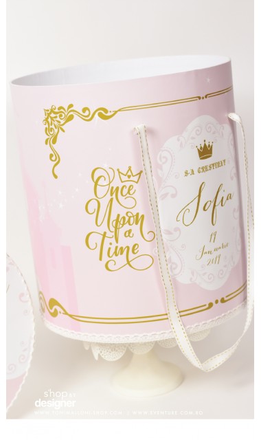 Trusou de botez brodat pentru fetite cu printese, Once upon a time 2